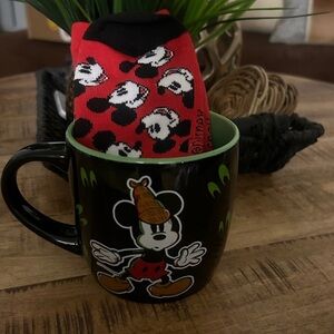 Disney Black Trick or Treat Mug with Red Mickey Mouse Socks